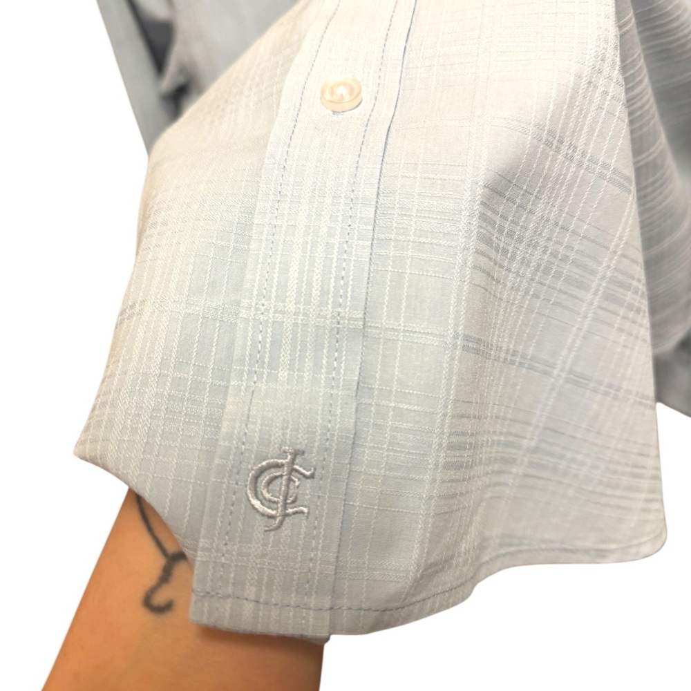 CODY JAMES Core Light Blue Textured Slub LS Button-Down Shirt Sz L - Picture 3 of 5